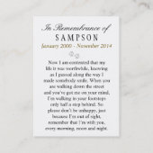 Memorial Card Navy Blue - Gedicht "Inhalt" Visitenkarte (Rückseite)