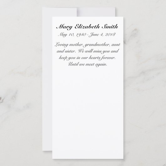 Memorial Cards "Blue Sky" (Rückseite)