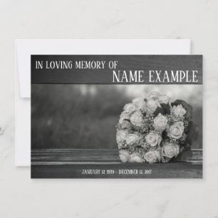 Memorial Cards Ein Strauß mit weißen Rosen-Monochr
