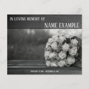 Memorial Cards Ein Strauß mit weißen Rosen-Monochr