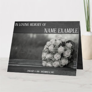 Memorial Cards Ein Strauß mit weißen Rosen-Monochr Karte