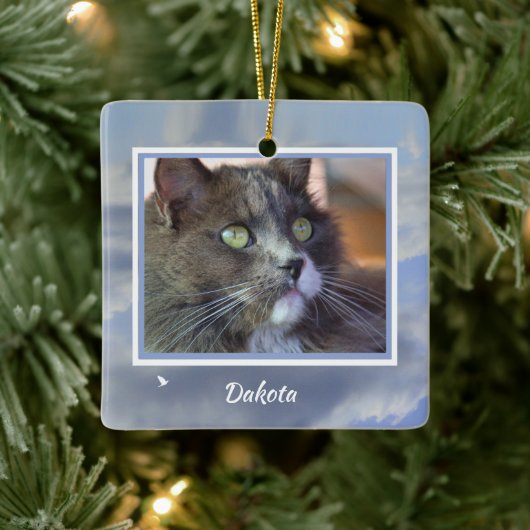Memorial Cat Custom Foto Spirituelles Gedicht Keramikornament (Baum)