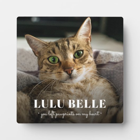 Memorial Cat Foto Pawprints auf meinem Herzen Fotoplatte (Vorderseite)