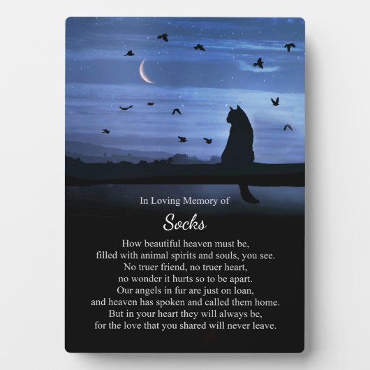 Memorial Cat Individuelle Name Spirituelles Himmel Fotoplatte (Vorderseite)