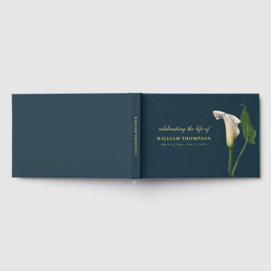 Memorial Celebrating Life Of Funeral Navy Lily Gästebuch (Voll)
