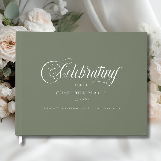  Memorial "Celebrating life of"   Green Guest Book Gästebuch