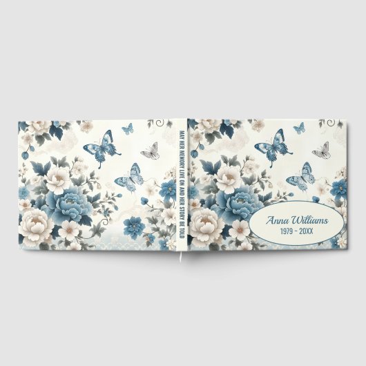 Memorial Chinoiserie Flowers and Butterflies Gästebuch (Voll)