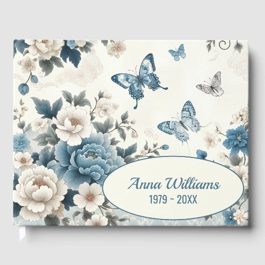 Memorial Chinoiserie Flowers and Butterflies Gästebuch (Vorderseite)