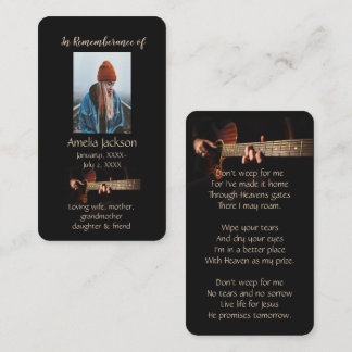 Memorial Christlich Memory Card Musikgitarre Visitenkarte