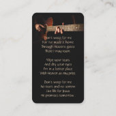 Memorial Christlich Memory Card Musikgitarre Visitenkarte (Rückseite)