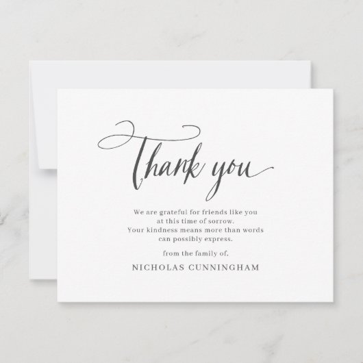 Memorial Classic Simple Cursive Typografie Dankeskarte (Vorderseite)