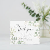 Memorial Classic Simple Green Foliage Botanical Dankeskarte (Stehend Vorderseite)