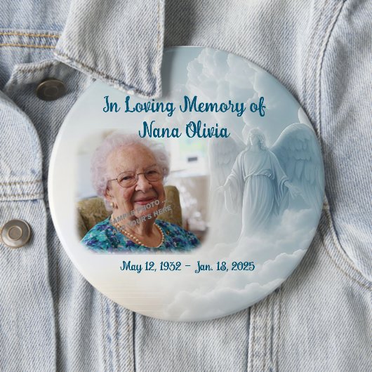 Memorial Clouds & Angel LARGE Button Button Foto (Beispiel)