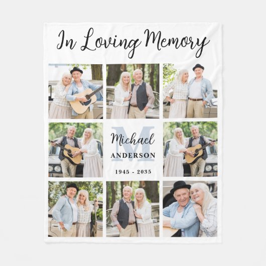 Memorial Custom 8 Foto Collage in Love Memory Fleecedecke (Vorderseite)