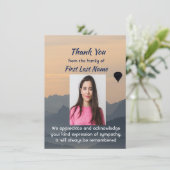 Memorial Custom Hot Air Balloon Thank you Dankeskarte (Stehend Vorderseite)