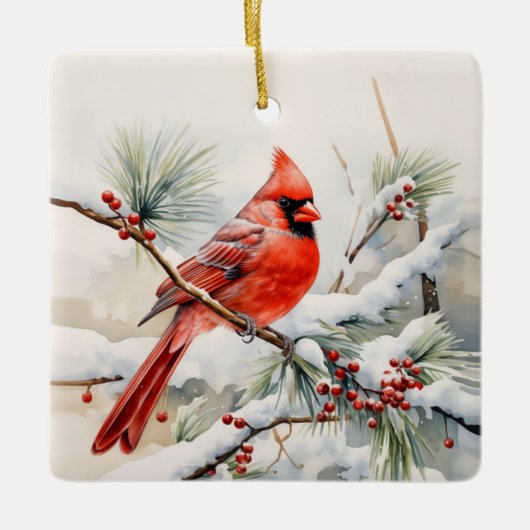 Memorial Custom Keepake Red Kardinal Keramikornament (Vorderseite)