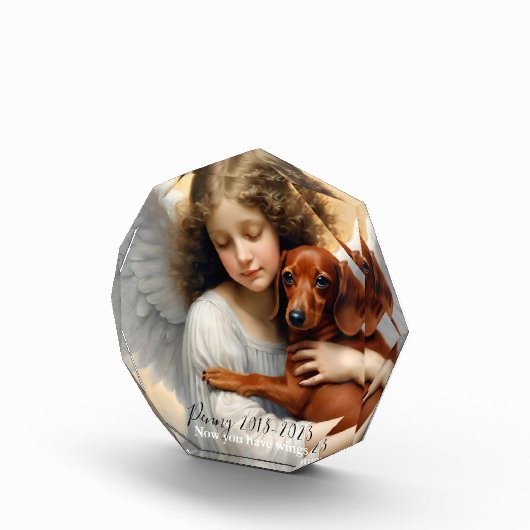 Memorial-Dackel mit Angel Custom Fotoblock (Rechts)