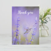 Memorial Danke an Hummingbird Lavender Einladung (Stehend Vorderseite)