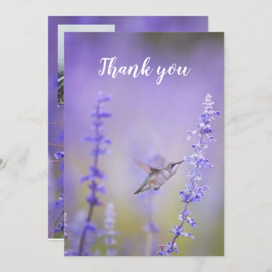 Memorial Danke an Hummingbird Lavender Einladung (Vorne/Hinten)