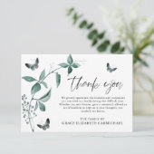 Memorial Dankeschön an Butterfly Script-Foto Dankeskarte (Stehend Vorderseite)