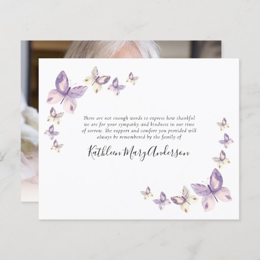 Memorial Dankeschön Karte | Schmetterlinge (Vorne/Hinten)