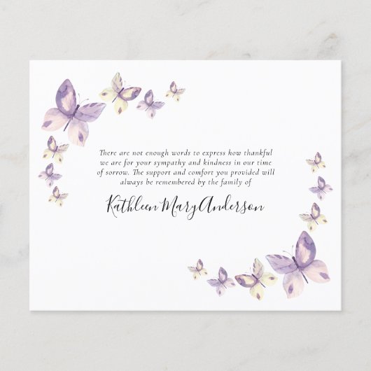 Memorial Dankeschön Karte | Schmetterlinge (Vorderseite)