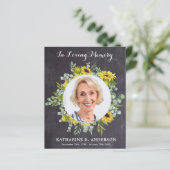 Memorial Dankeschön Karten Beileid Foto Sonnenblum (Stehend Vorderseite)