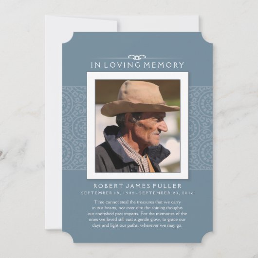 Memorial Dankeschön Royal Blue Foto Einladung (Vorderseite)