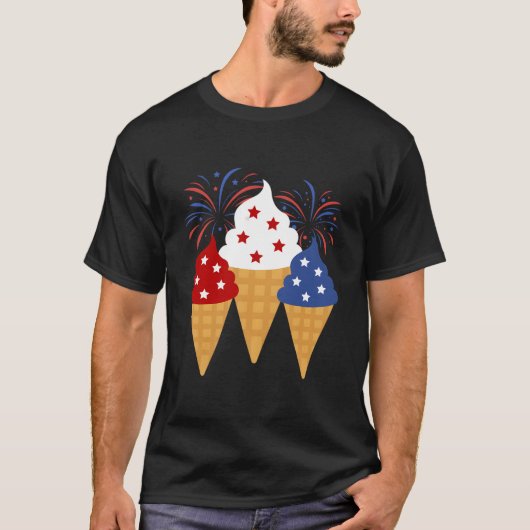 Memorial Day 4Th Of July Patriotic Ice Cream Cones T-Shirt (Vorderseite)