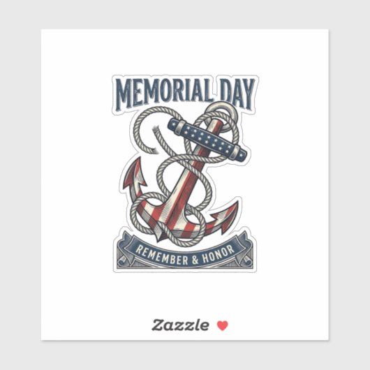 Memorial Day Anchor Remember Honor Vintage Shirt_1 Aufkleber (Blatt)