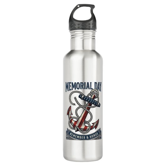 Memorial Day Anchor Remember Honor Vintage Shirt_1 Edelstahlflasche (Vorderseite)