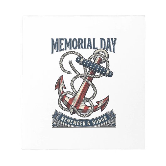 Memorial Day Anchor Remember Honor Vintage Shirt_1 Notizblock (Vorderseite)