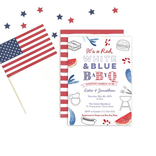 Memorial Day BabyQ Coed Baby Shower Einladung