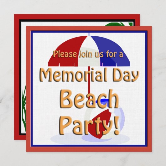 Memorial Day Beach Party Einladung (Vorne/Hinten)