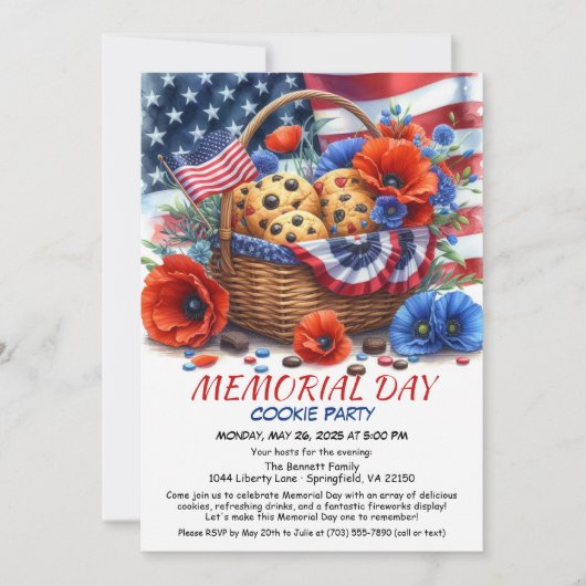 Memorial Day Cookie-Party Einladung (Vorderseite)