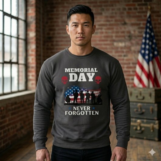 Memorial Day Never Forgotten Patriotic Military Sweatshirt