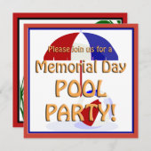 Memorial Day Pool Party Einladung (Vorne/Hinten)