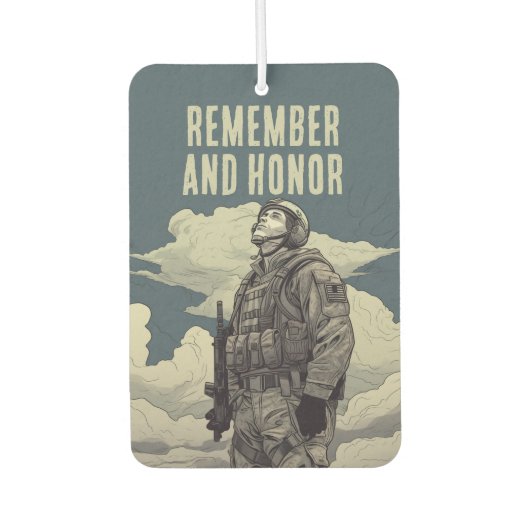Memorial Day Soldier Clouds Remember and Honor Autolufterfrischer (Vorderseite)