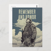 Memorial Day Soldier Clouds Remember and Honor Postkarte (Vorne/Hinten)