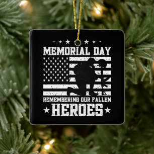 Memorial Day Vintag Design Veterans Day USA Flag Keramikornament