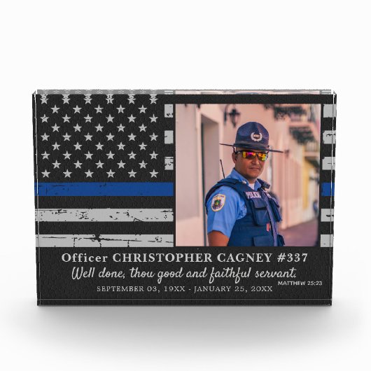 Memorial der Polizei für Thin Blue Line Fotoblock (Vorderseite)