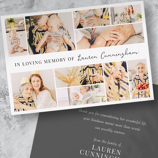 Memorial Einfache Minimalistisch Moderne 10 FotoCo Dankeskarte