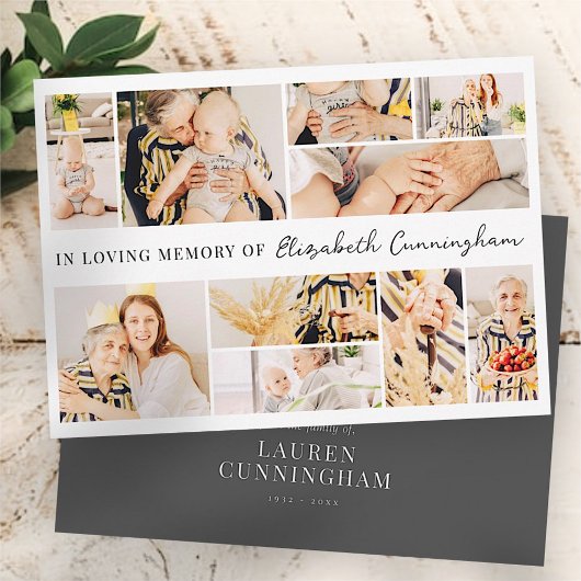 Memorial Einfache Minimalistisch Moderne 10 FotoCo Dankeskarte