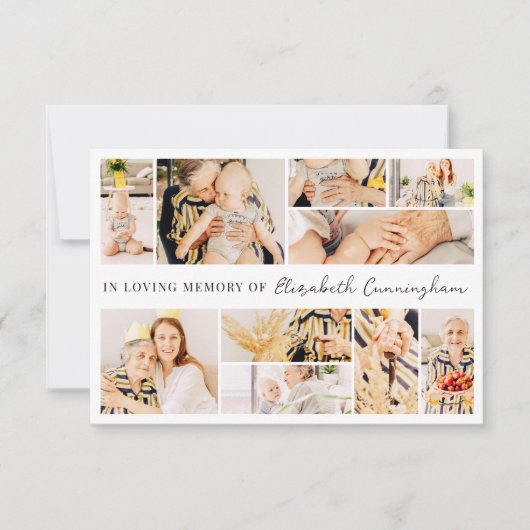 Memorial Einfache Minimalistisch Moderne 10 FotoCo Dankeskarte (Vorderseite)
