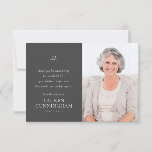 Memorial Einfaches Minimalistisches modernes Foto Dankeskarte (Vorderseite)