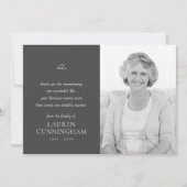 Memorial Einfaches Minimalistisches modernes Foto Dankeskarte (Vorderseite)