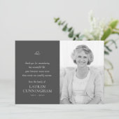 Memorial Einfaches Minimalistisches modernes Foto Dankeskarte (Stehend Vorderseite)