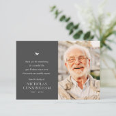 Memorial Einfaches Minimalistisches modernes Foto Dankeskarte (Stehend Vorderseite)