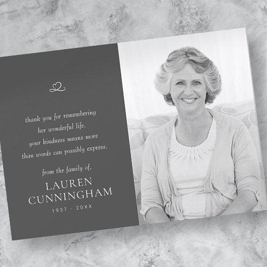 Memorial Einfaches Minimalistisches modernes Foto Dankeskarte
