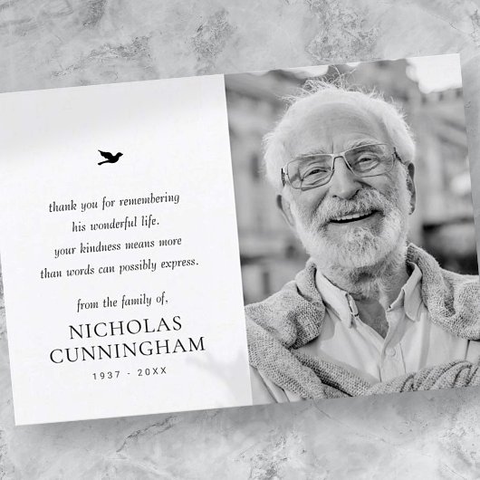 Memorial Einfaches Minimalistisches modernes Foto Dankeskarte